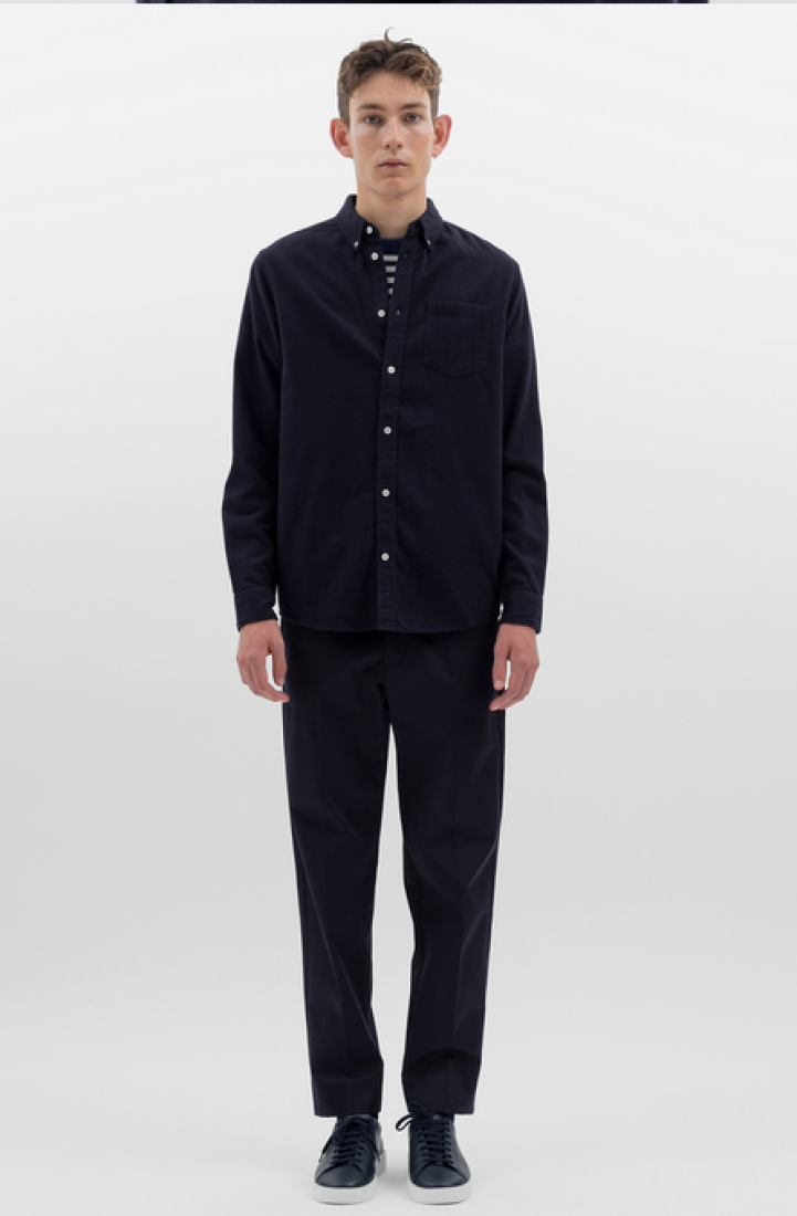 Anton Organic Flannel Shirt Dark Navy Norse Projects