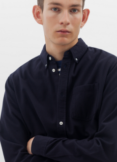 Anton Organic Flannel Shirt Dark Navy Norse Projects