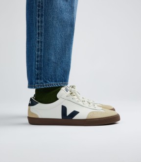 Volley Leather White Nautico Bark Veja