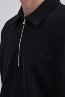 Ketel Relaxed Organic NORSE Logo Half Zip Black Norse Projects