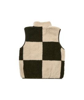 Checkered Sherpa Vest Natural / Olive Check Gramicci