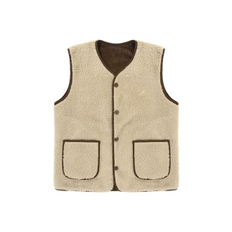 Reversible Fleece Corduroy Vest Brown UNISEX Kappy Design