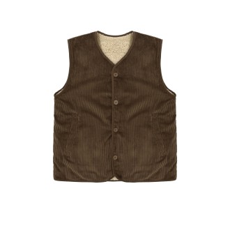 Reversible Fleece Corduroy Vest Brown UNISEX Kappy Design