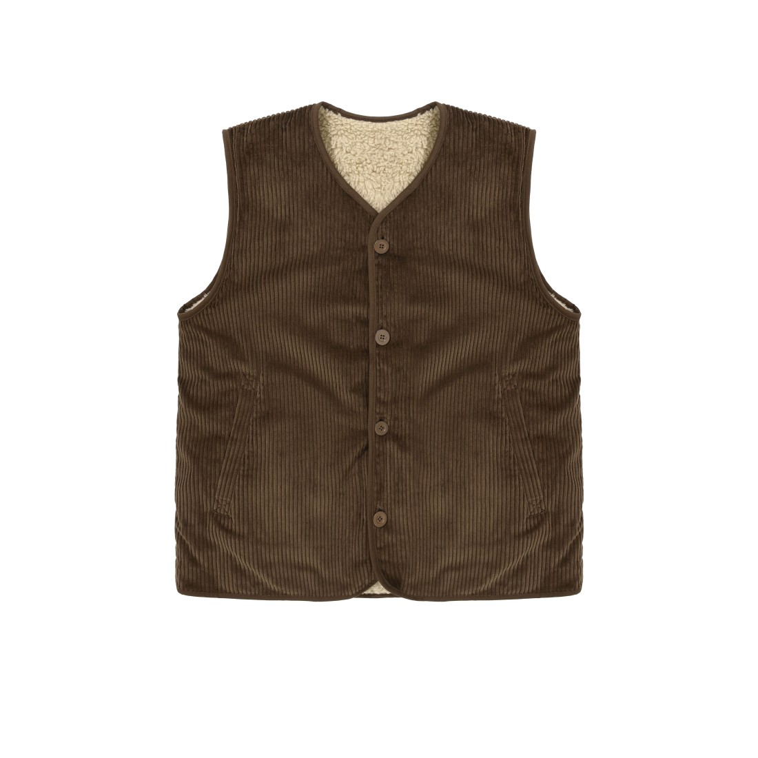 Reversible Fleece Corduroy Vest Brown UNISEX Kappy Design