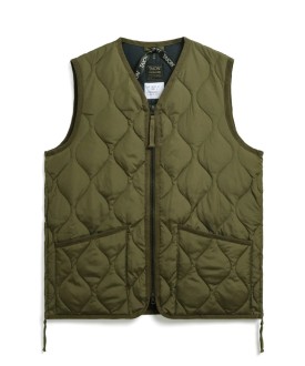 UNISEX Military Zip V Neck Down Vest Dark Olive Taion