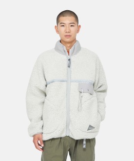 Gramicci x And Wander JQ Tape Fleece Jacket Light Gray Gramicci