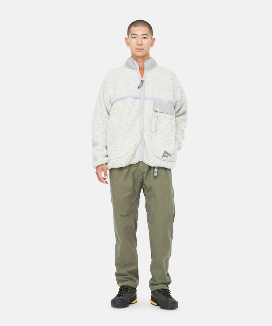 Gramicci x And Wander JQ Tape Fleece Jacket Light Gray Gramicci