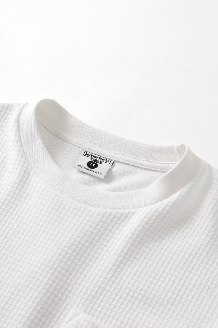 Waffle Pocket Tee White Service Works