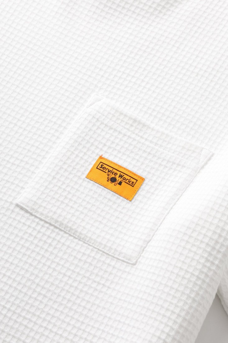 Waffle Pocket Tee White Service Works