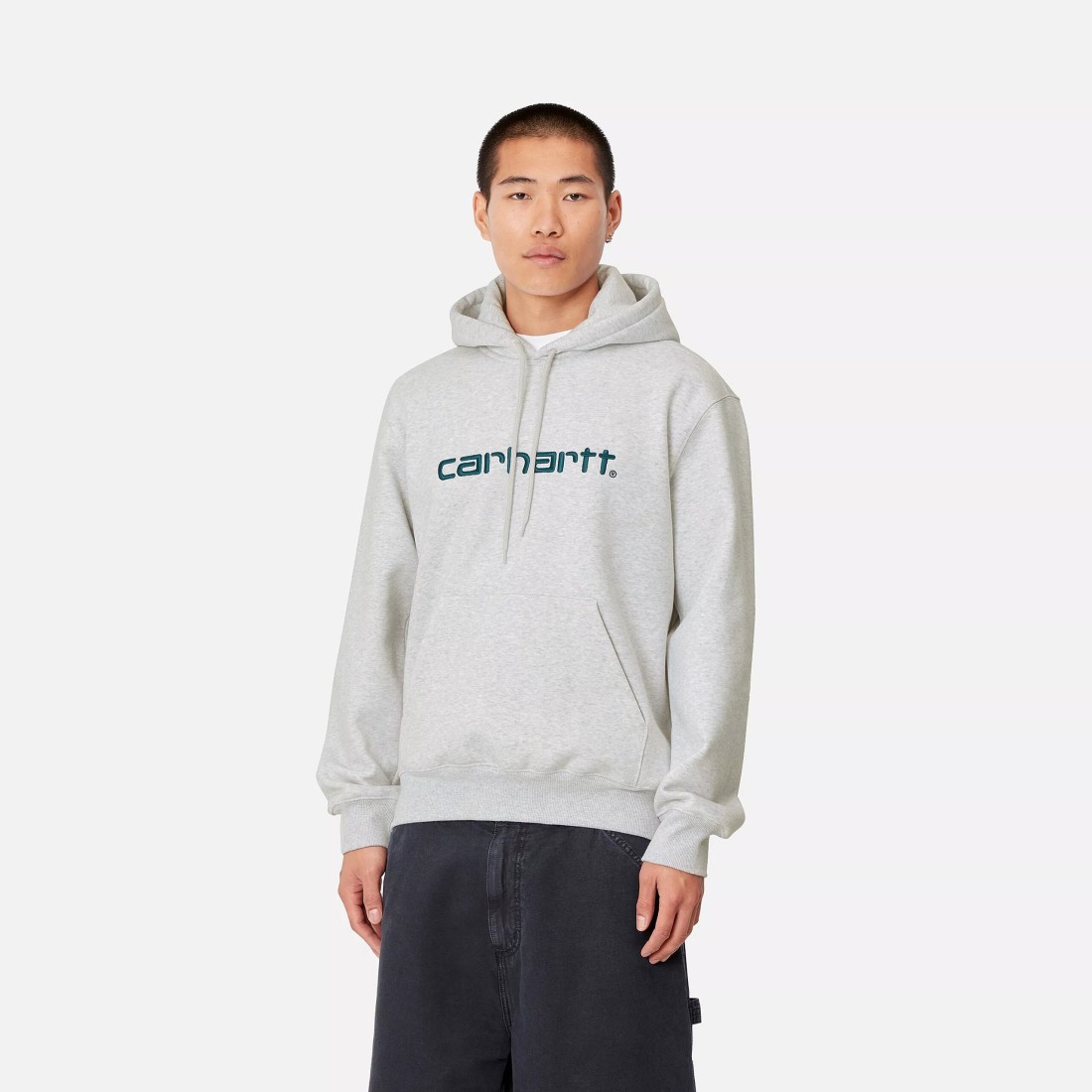 Hooded Carhartt Sweat Ash Heather / Duck Blue Carhartt WIP