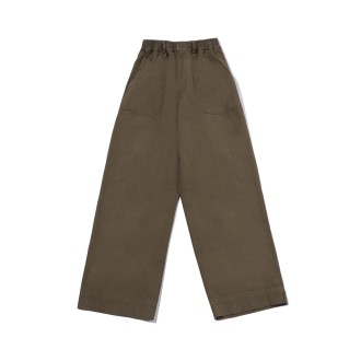 One Tuck Wide Fatigue Pants Brown UNISEX Kappy Design